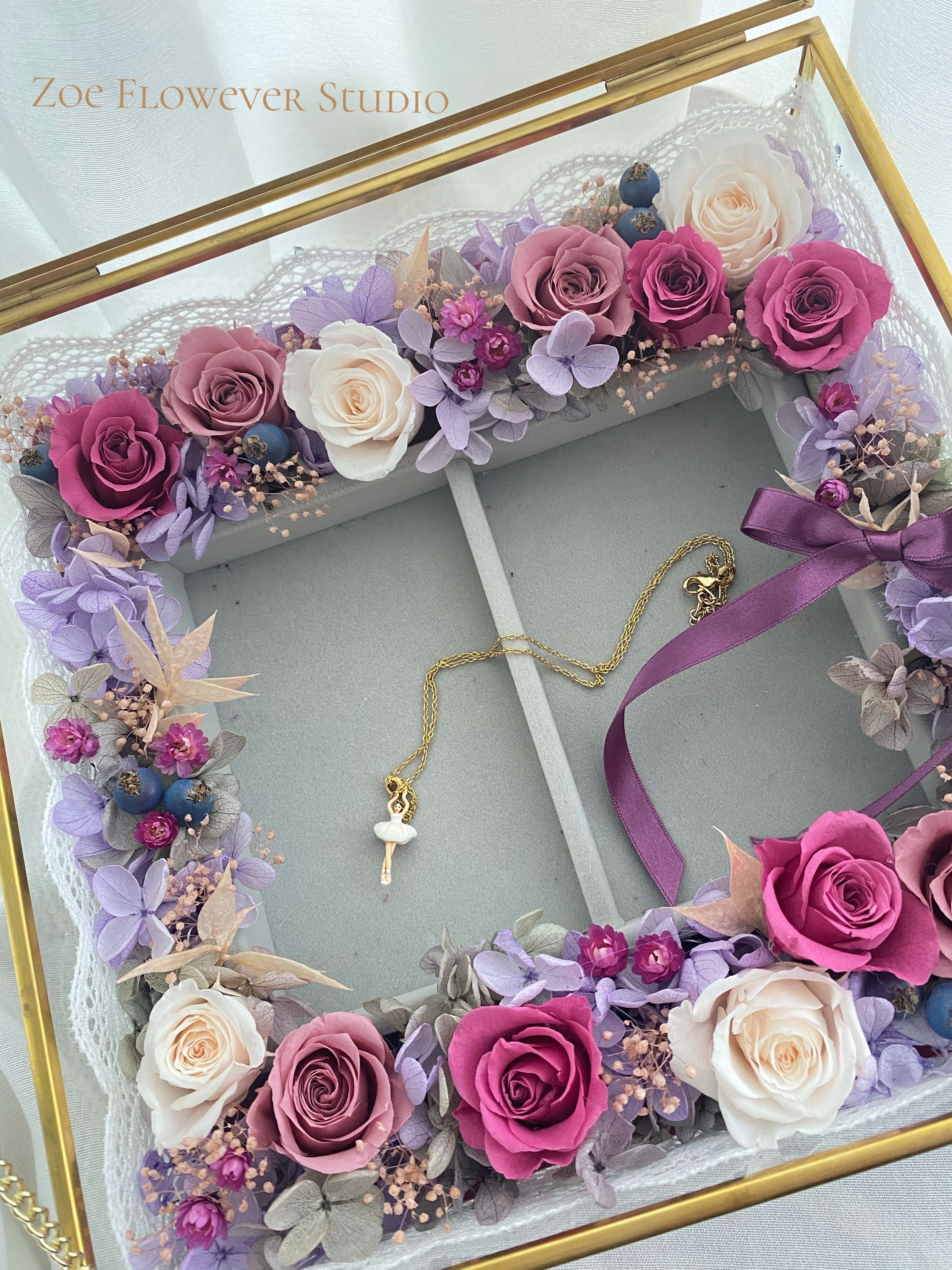 保鮮花玻璃首飾盒(廣東話）