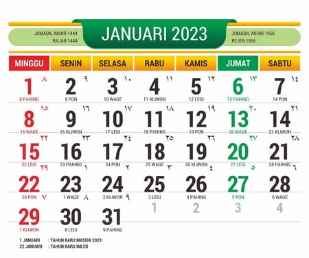 Cetak kalender 2023 beserta jadwal tanggal merah memperingati hari besar dan cuti bersama nasional