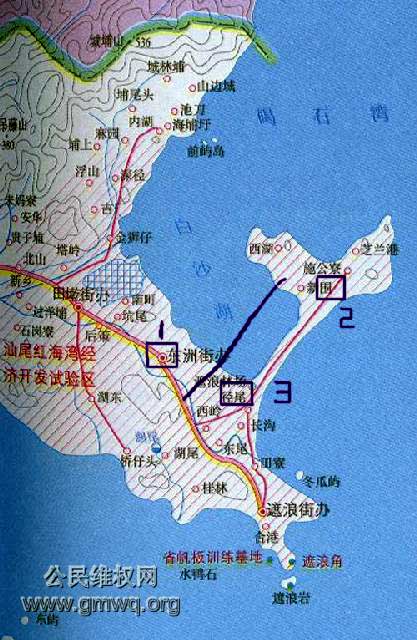 Map of Dongzhou peninsula