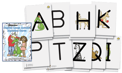 capital large animal alphabet cards zoo phonics