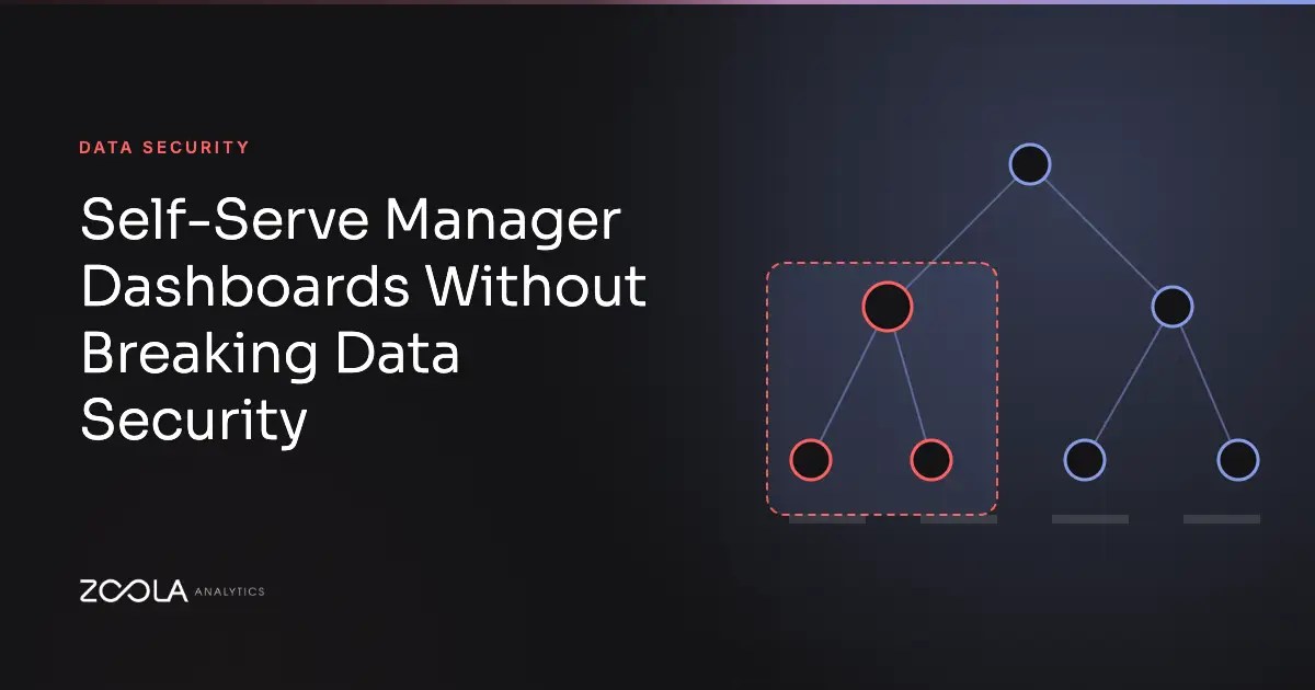 Self-Serve Manager Dashboards Without Breaking Data Security: Zoola Analytics blog header with an illustrative chart