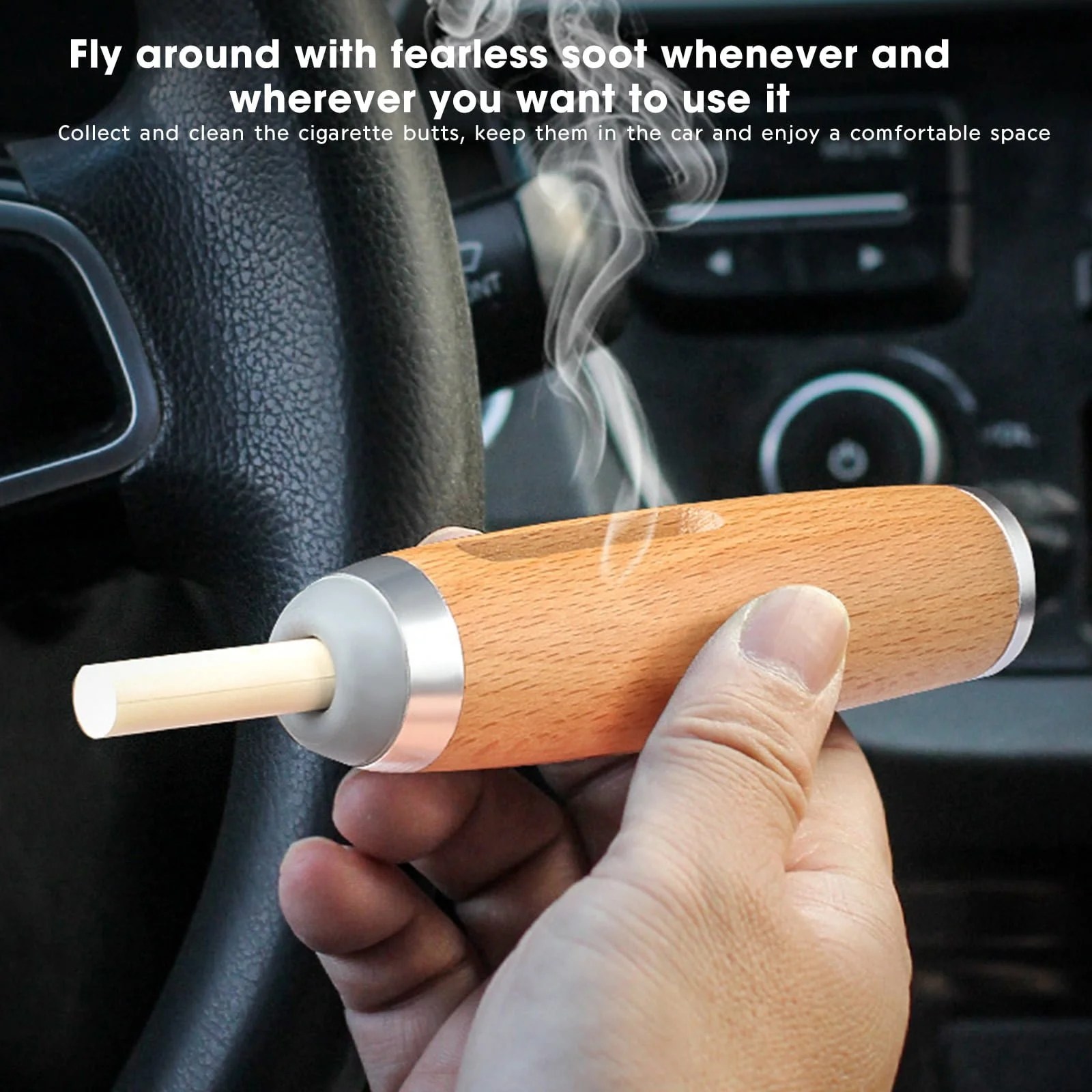 Mini Car Ashtray Wood Non-dropping Special Holder Ash Organizer