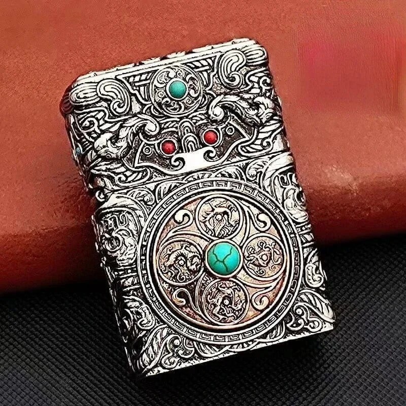 Vintage Heavy Armor Embossed Kerosene Lighter - Pure Copper Collection
