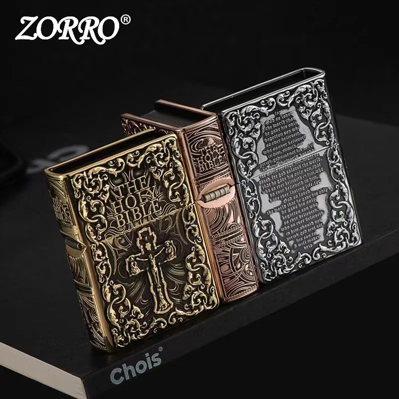 2 Zorro Armor Bible Kerosene Lighter Windproof Classic Pure Copper