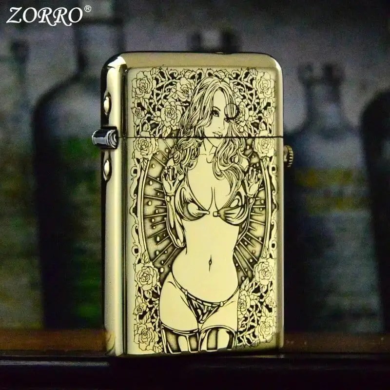 ZORRO Retro Innovative Automatic Ejection Grinding Wheel Kerosene Lighter ZORRO Retro Innovative Automatic Ejection Grinding Wheel Kerosene Lighter