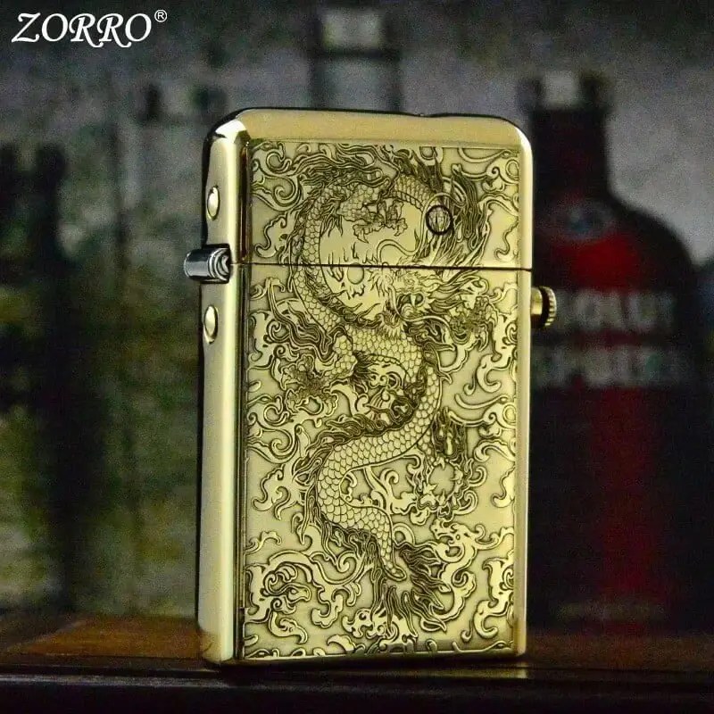 ZORRO Retro Innovative Automatic Ejection Grinding Wheel Kerosene Lighter ZORRO Retro Innovative Automatic Ejection Grinding Wheel Kerosene Lighter