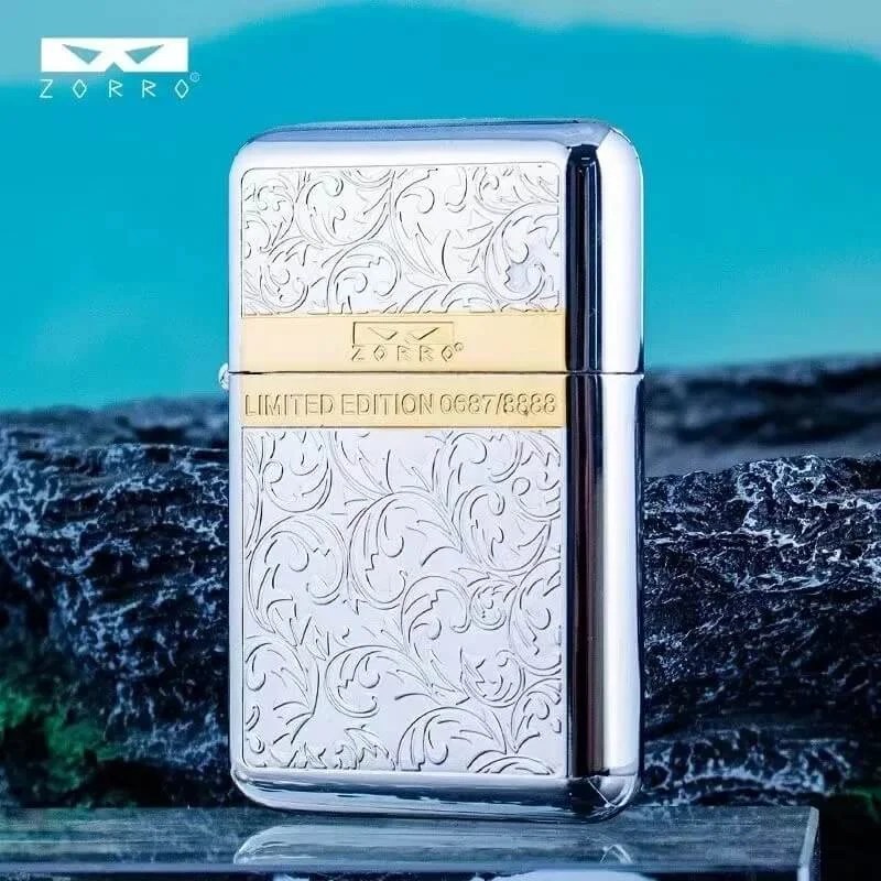 ZORRO Brass Double sided Hand carved Windproof Kerosene Lighter Personalized Retro Collection Wheel ignition Lighters Smoking ZORRO Brass Double sided Hand carved Windproof Kerosene Lighter Personalized Retro Collection Wheel ignition Lighters Smoking