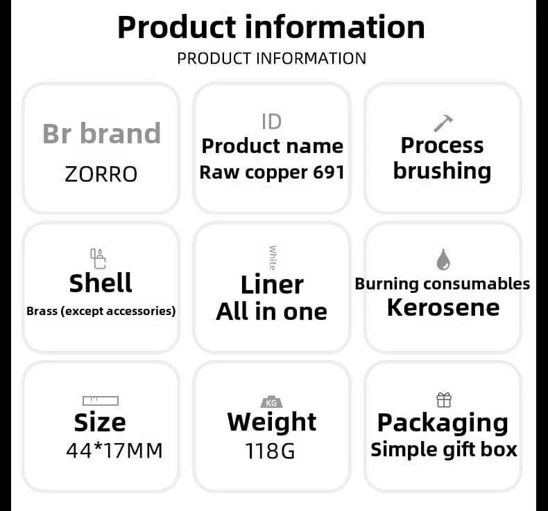ZORRO Z691 Brass Pocket Lighter Kerosene Transparent Torch