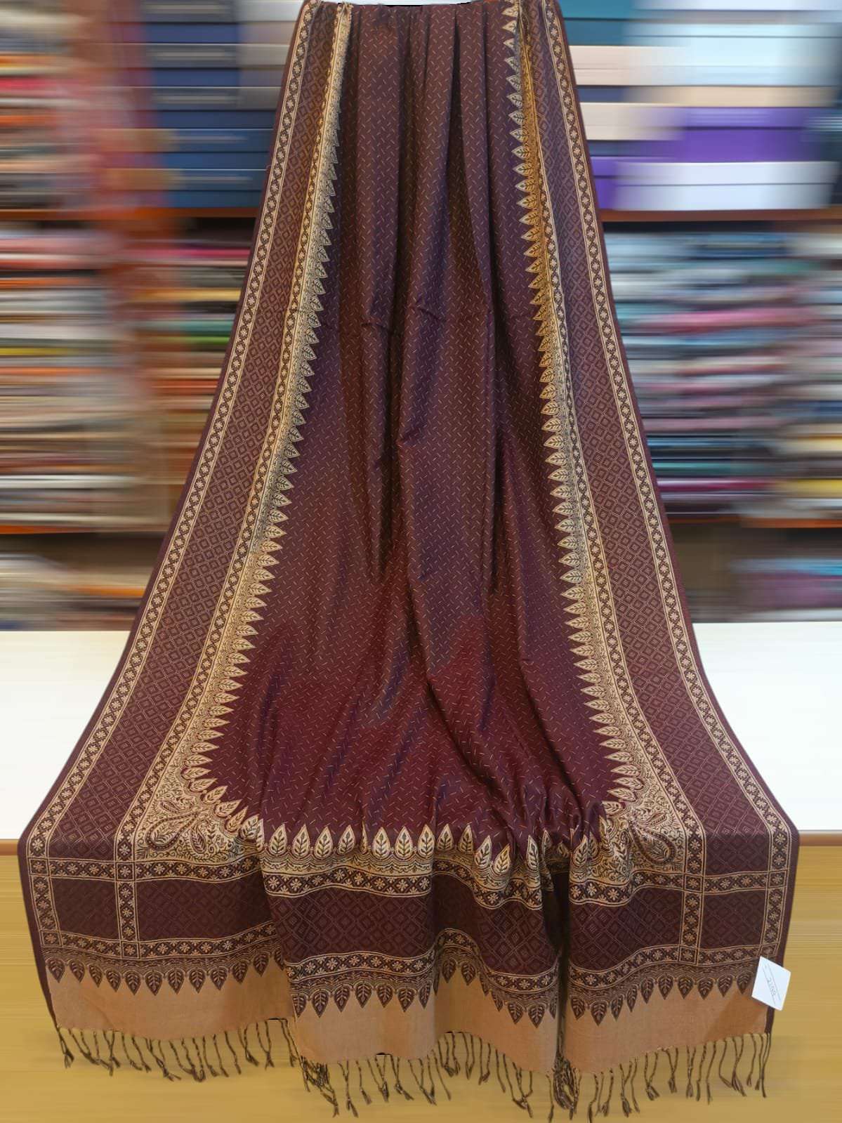 acrylic wool shawl D2 meroon