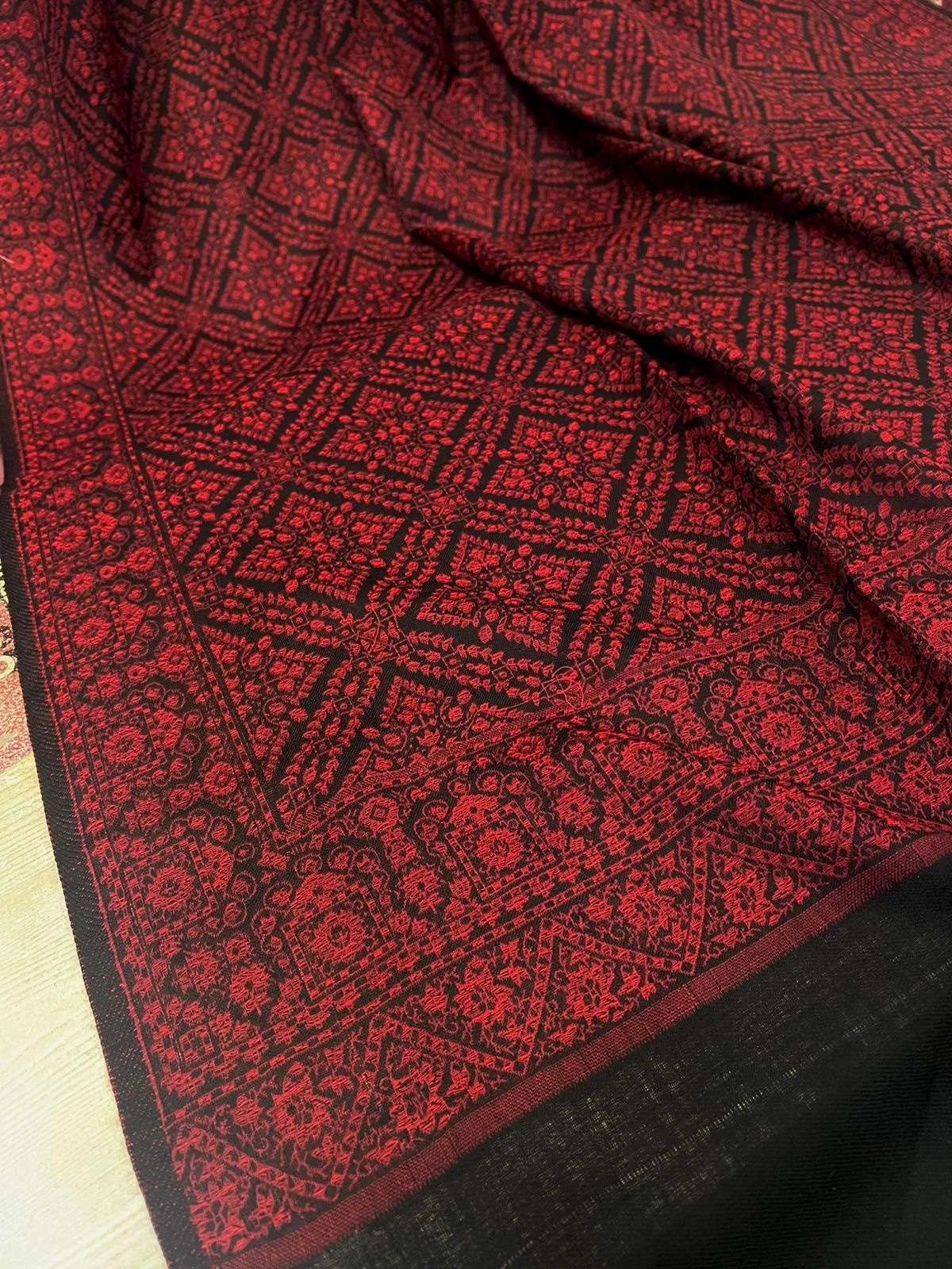 acrylic wool shawl jacquard border B4