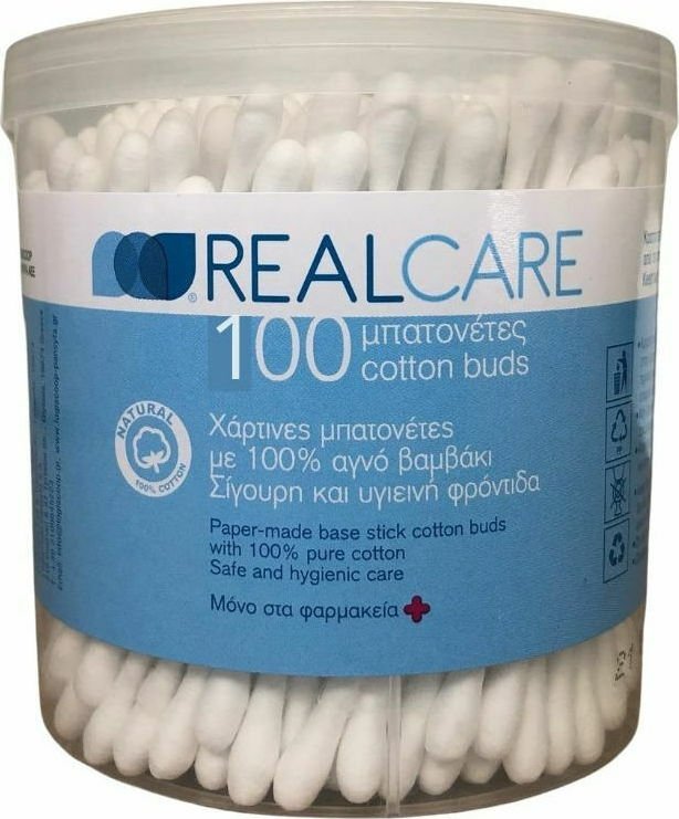 Real Care Μπατονέτες από 100% Αγνό Βαμβάκι 100 Τεμάχια