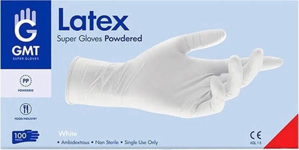 Κιβώτιο 10 Συσκευασιών GMT Super Gloves Γάντια Λάτεξ μιας χρήσης Λευκά Με Πούδρα 10 * 100 Τεμάχια