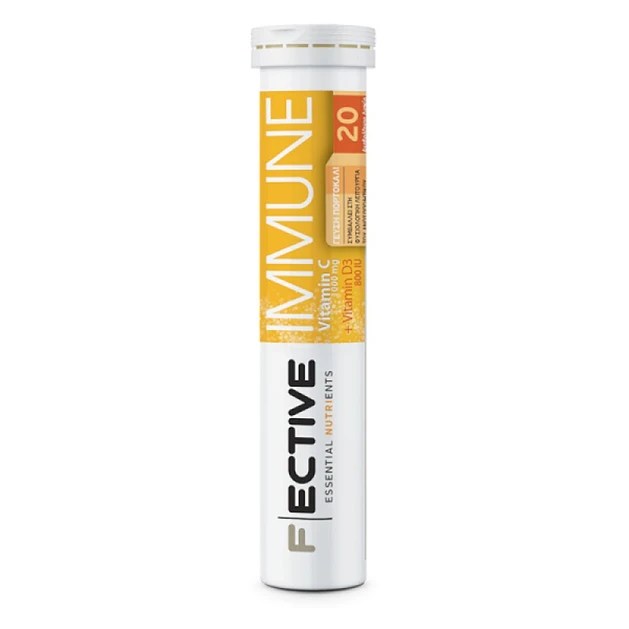 [1] F Ective Immune Vitamin C 1000mg + Vitamin D3 800IU Συμπλήρωμα για την Ενίσχυση του Ανοσοποιητικού 20 Αναβράζοντα Δισκία Πορτοκάλι