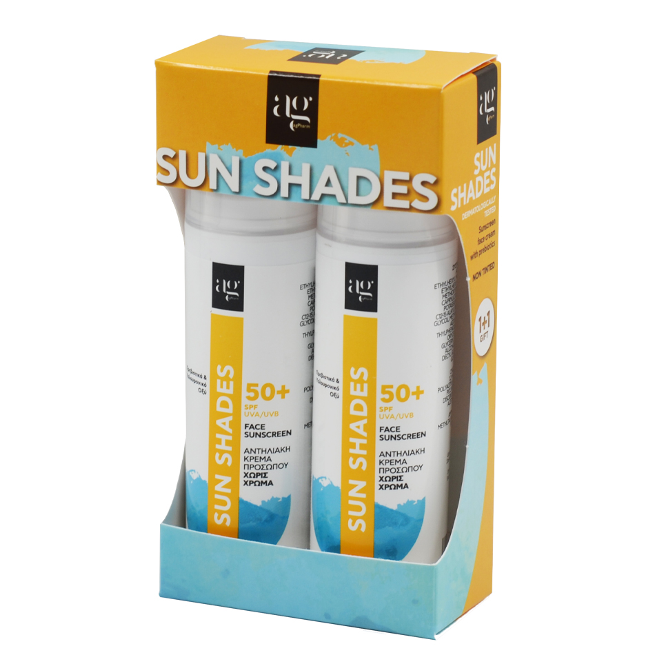 [1] Ag Pharm Σετ Αντηλιακών Προσώπου Sun Shades Χωρίς Χρώμα SPF50 2x50ML