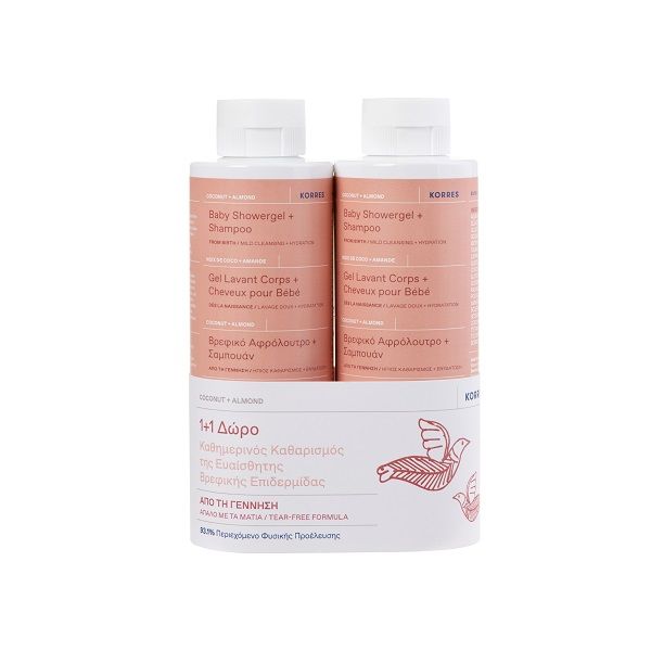 ΚΟΡΡΕΣ Korres PROMO PACK Coconut & Almond Βρεφικό Αφρόλουτρο & Σαμπουάν 2x250ml.
