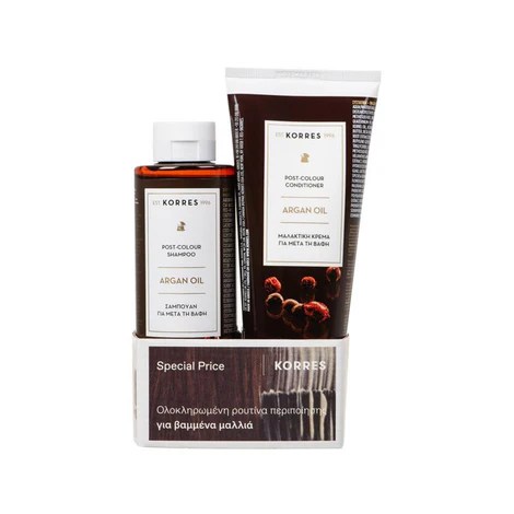 [3]ΚΟΡΡΕΣ Korres Argan Oil Σετ Περιποίησης για Βαμμένα Μαλλιά με Argan Oil Σαμπουάν Για Μετά Τη Βαφή 250ml και Argan Oil Μαλακτική Κρέμα Για Βαμμένα Μαλλιά 200ml