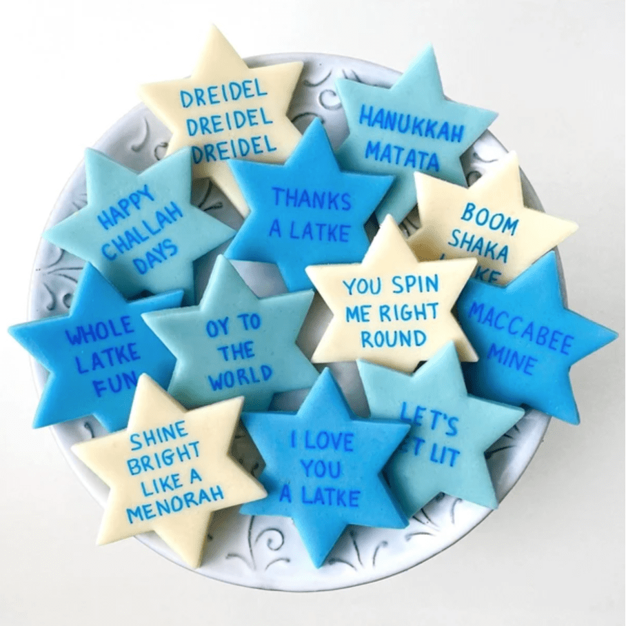 Marzipan Hanukkah Star of David Conversation Tiles