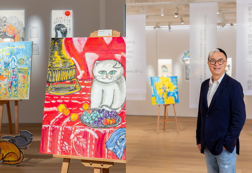 藝術家趙慧珊以細膩黑白針筆線條創作的畫布作品