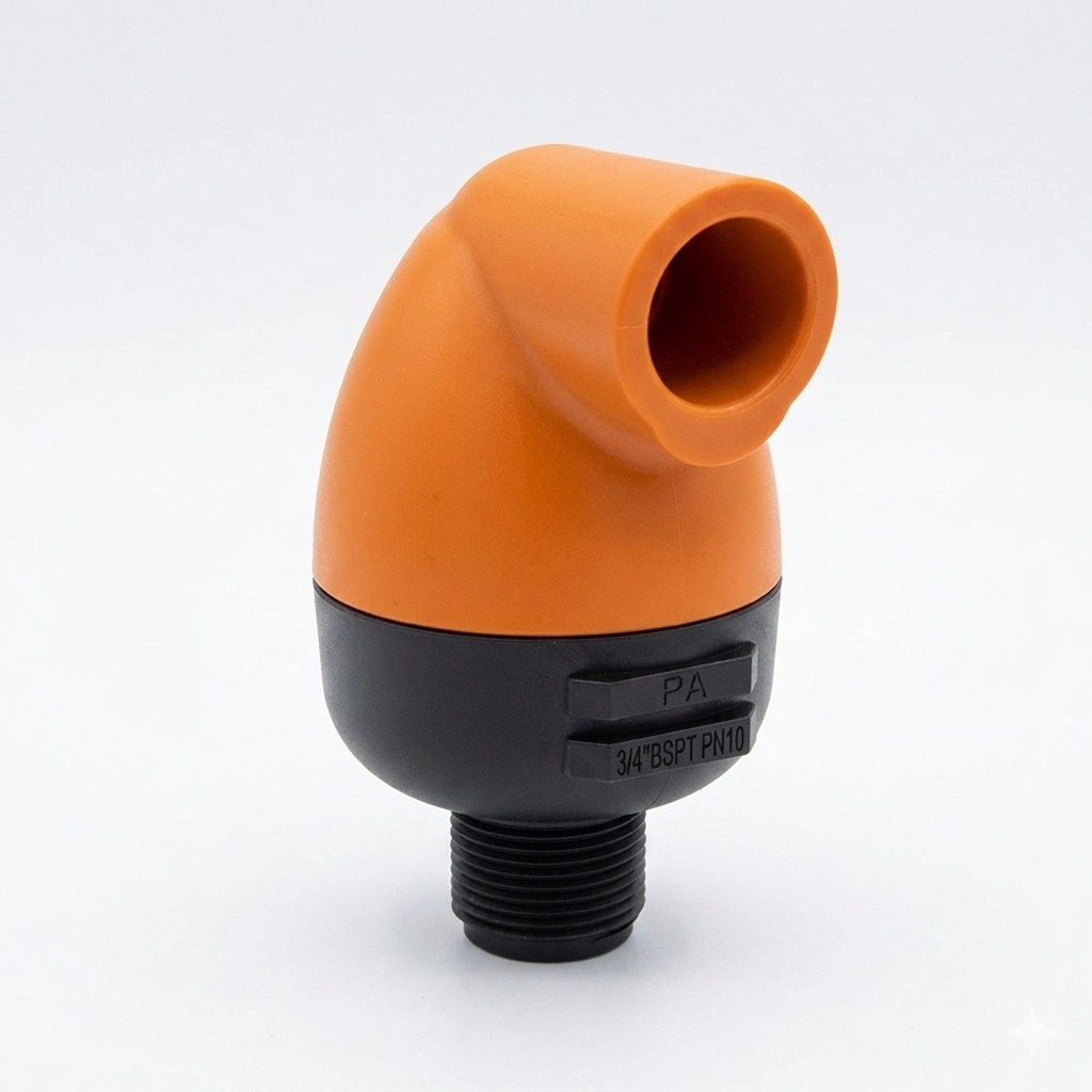 BAV120K20 3/4 inch BSPT K type kinetic air release valve with orange top and black base
