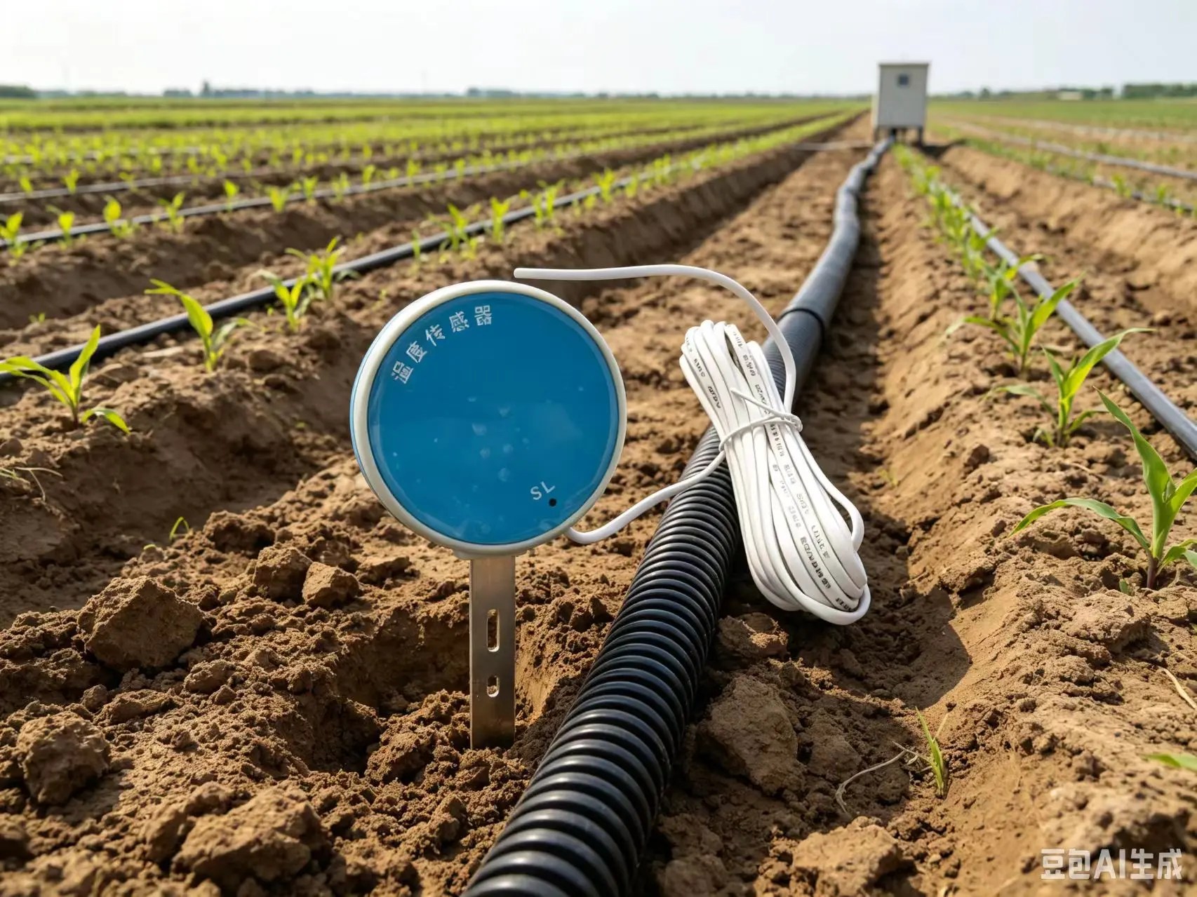 Soil moisture sensor wiring assembly with automatic irrigation control box
