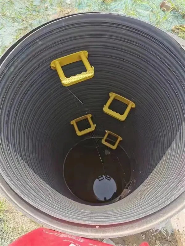 Underground manhole ladder installation for sewage and pipe shaft safety access